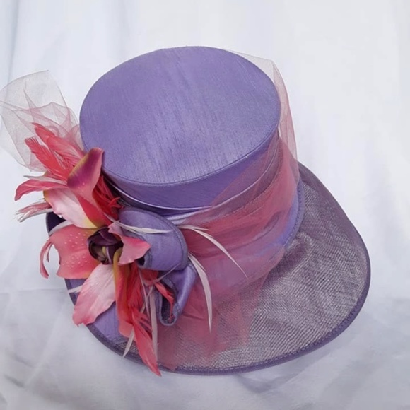 Dee\'s Pink Lilly Lavender Purple Derby Hat